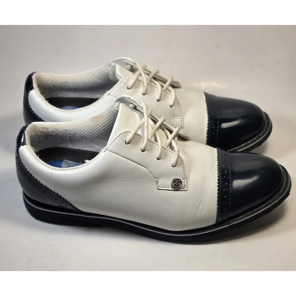 G/FORE White and Navy Two-Tone Golf Oxfords - Picture 5 of 11